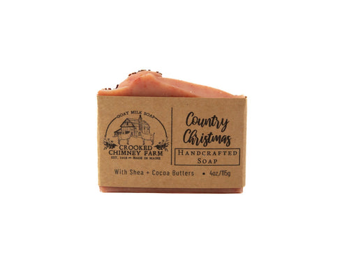 1 bar of country christmas soap on white background